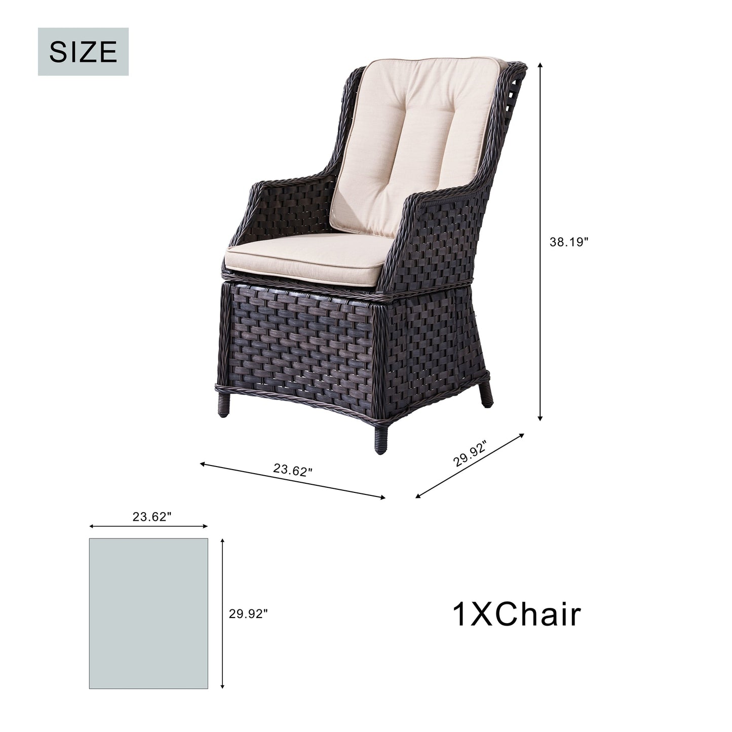6-Persons Rattan Matgrupp Med Lazy Susan – Brun/Grå Utomhus