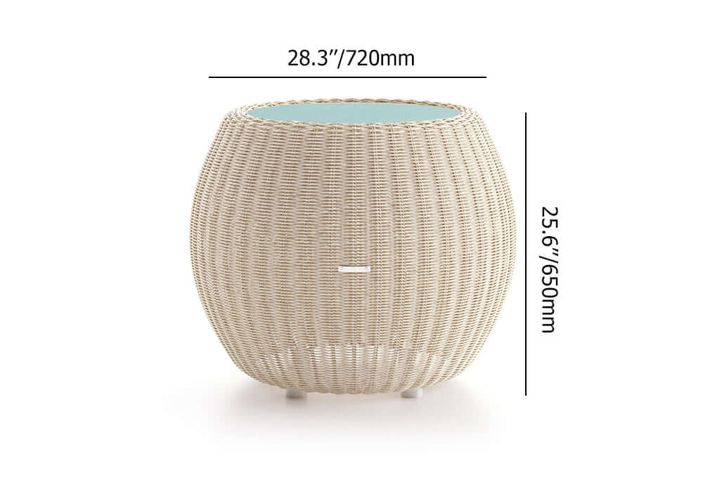 4 Delar Aluminium & Rattan Utomhussoffset med Glasbord i Vitt