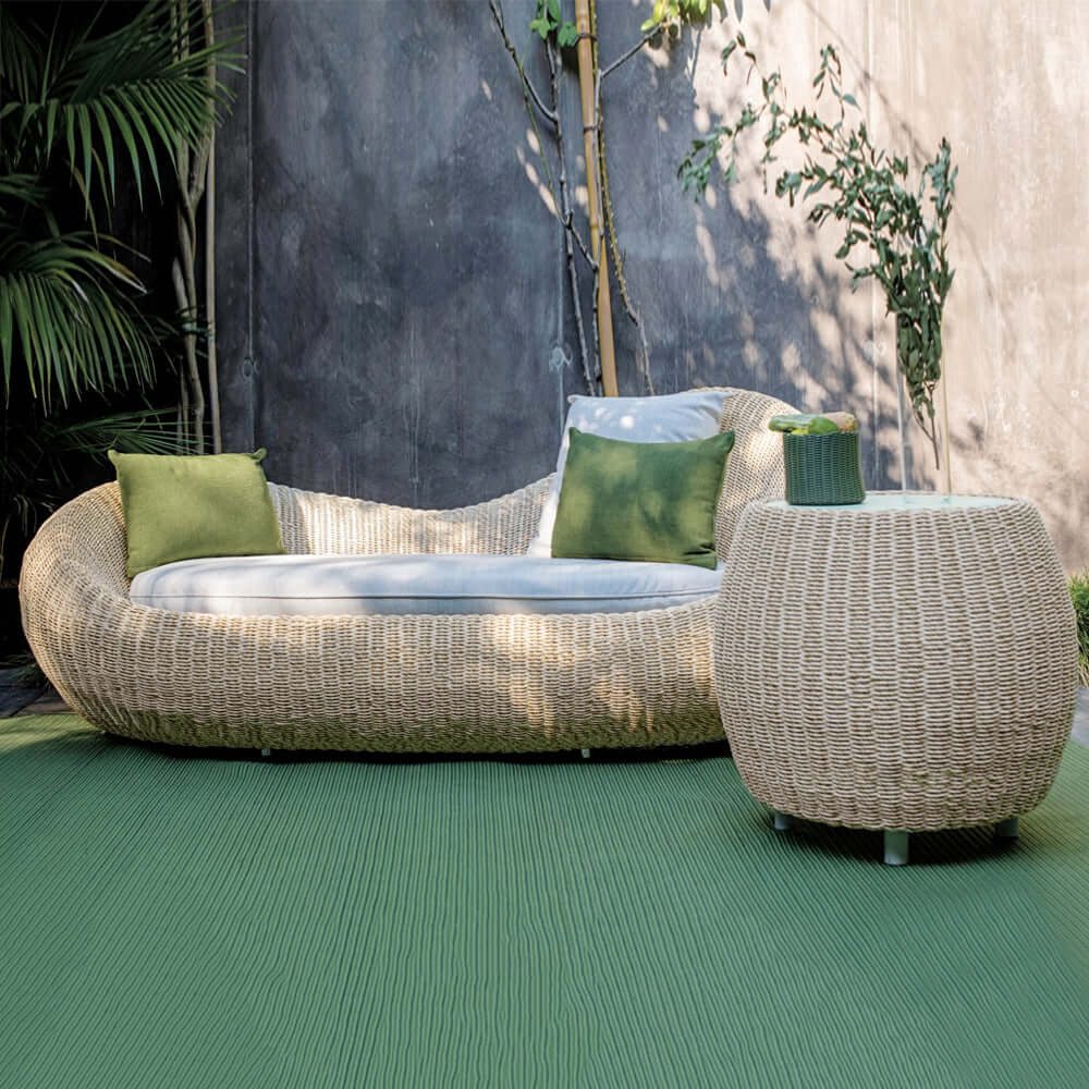 4 Delar Aluminium & Rattan Utomhussoffset med Glasbord i Vitt