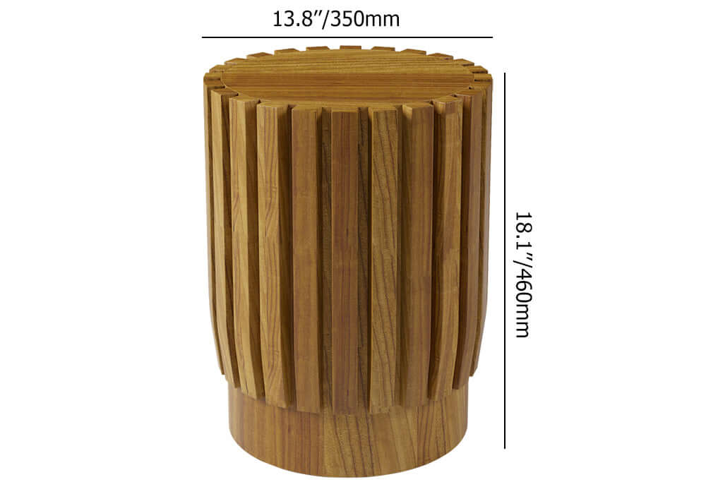 2 Delar Modern Rund & Rektangulär Teakträ Utomhus Kaffebord Set i Naturlig