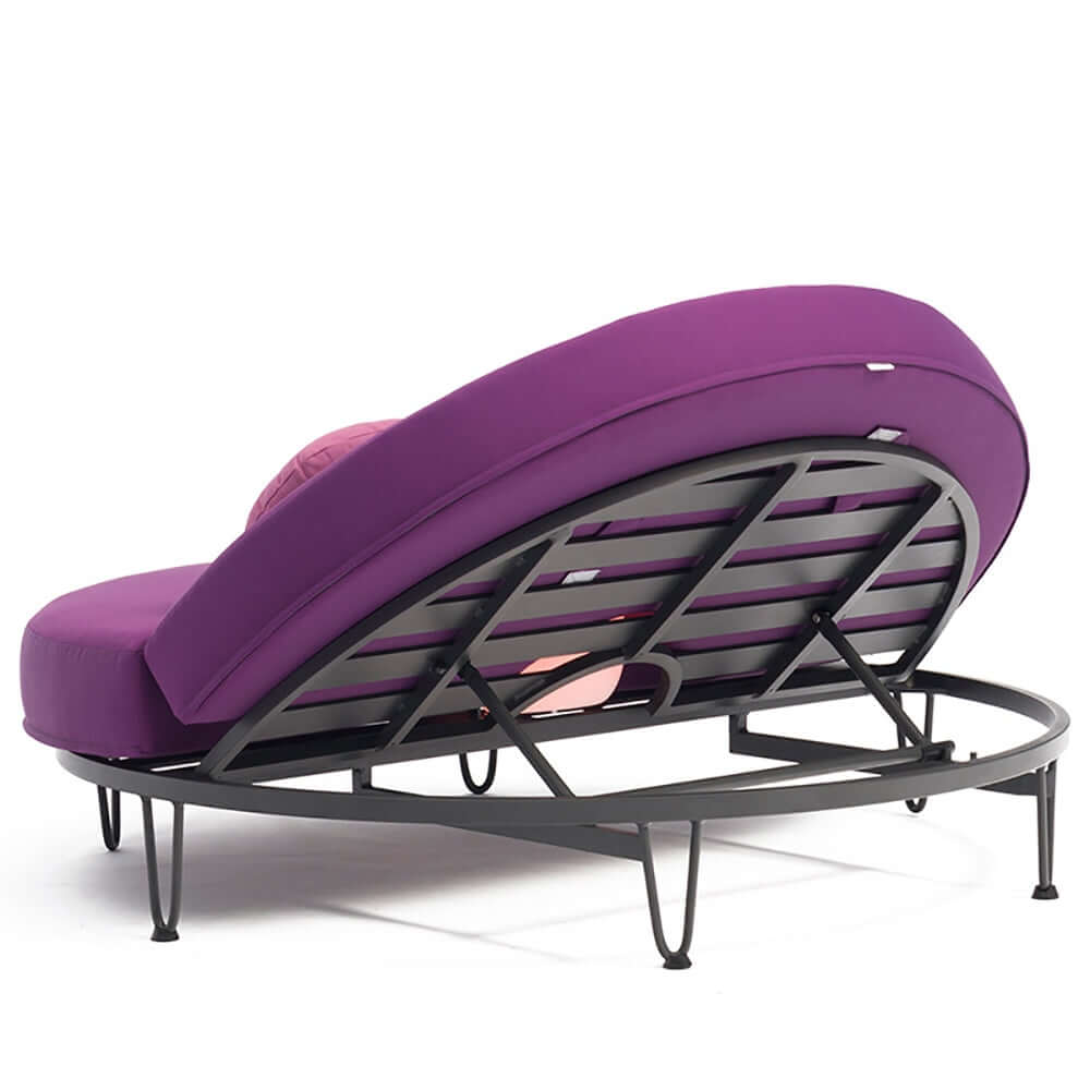 Rund Patio Daybed Utomhus Med Bluetooth Högtalare LED Kudde