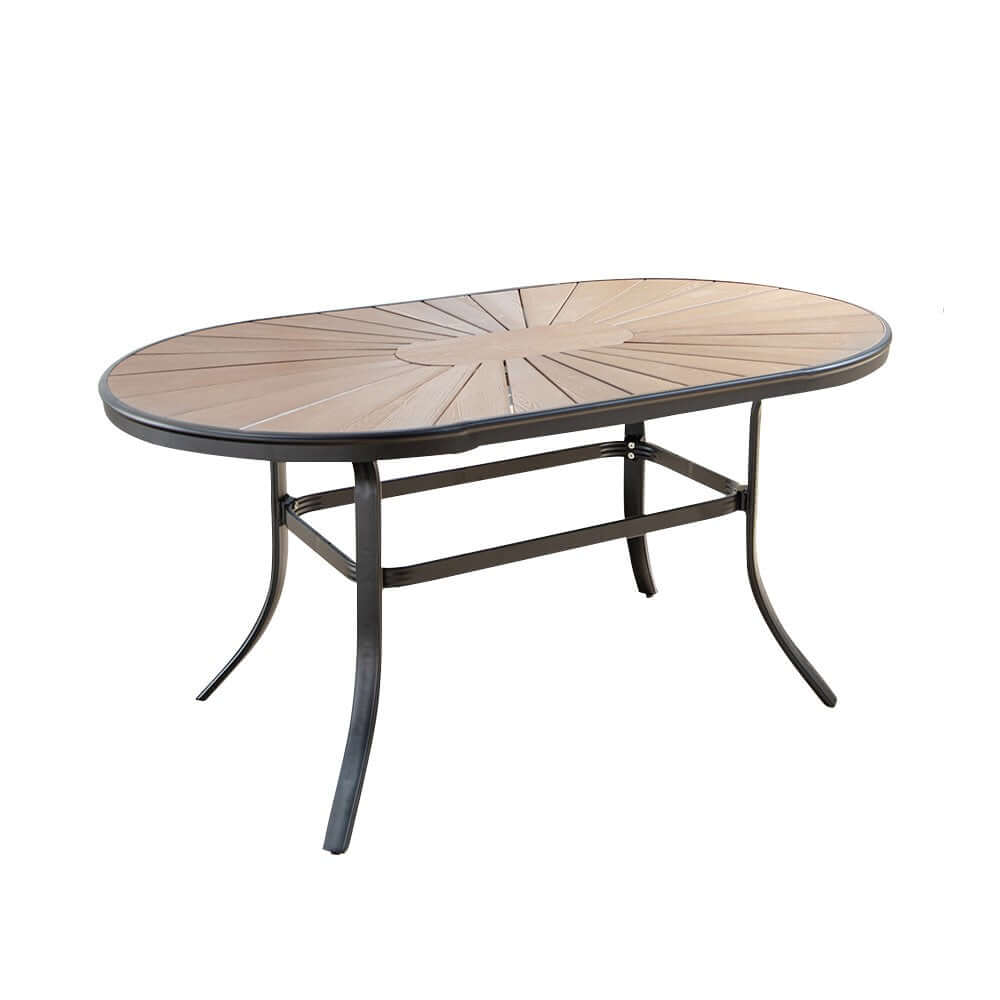 7Delar Utomhus Matgrupp Med Oval Bord Och 6 Stolar