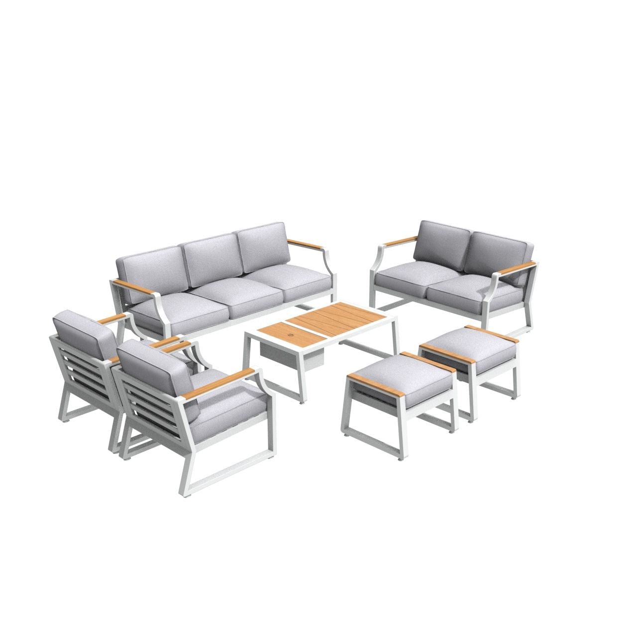 Direct Wicker Utomhus Svart Järn Samtalssoffset med Grå Kuddar och Dryck Küler PAS-2101