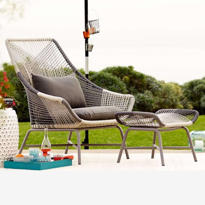Utomhus PE Rattan Patio Stol med Kudde Set av 2