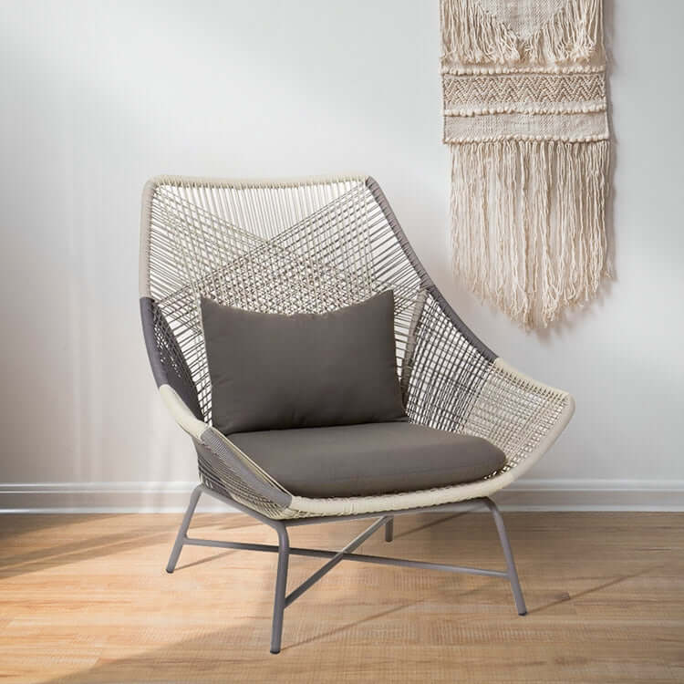 Utomhus PE Rattan Patio Stol med Kudde Set av 2