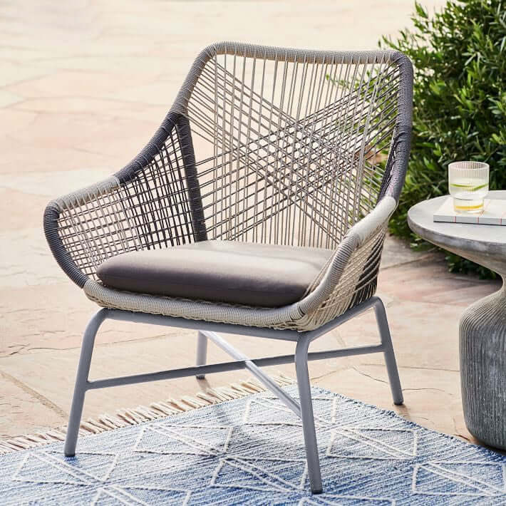 Utomhus PE Rattan Patio Stol med Kudde Set av 2
