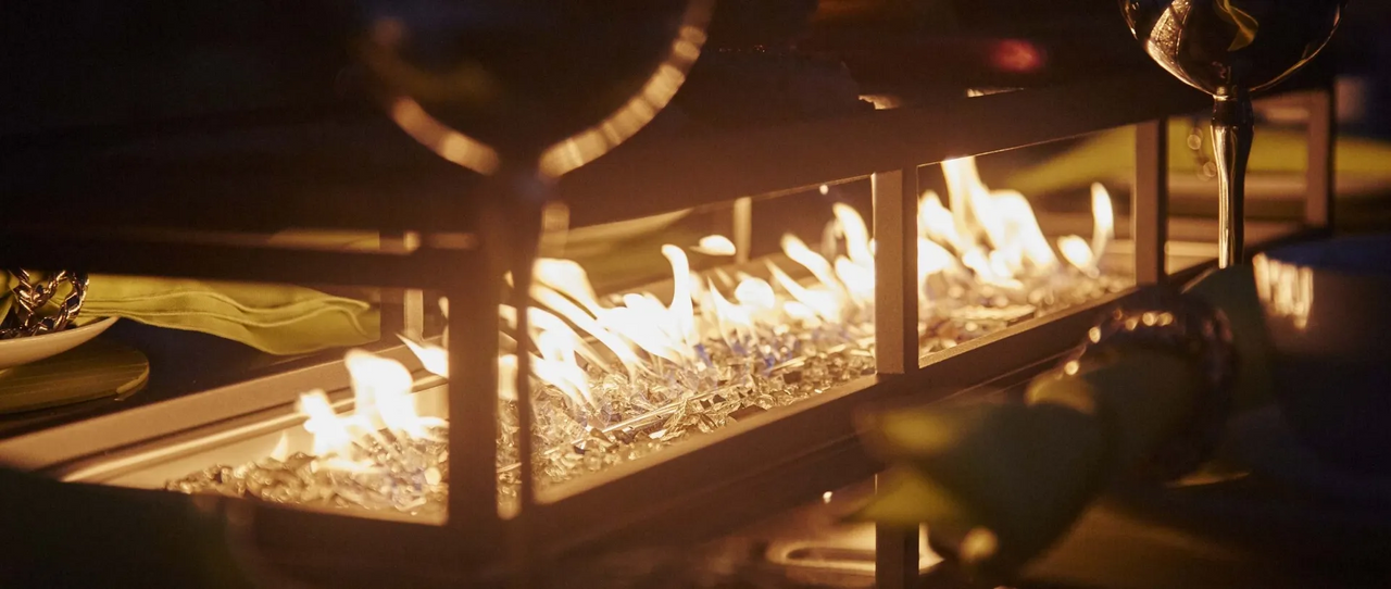 Direkt Wicker Två BBQ Tallrikar För Gas Eld Rektangulär Bord