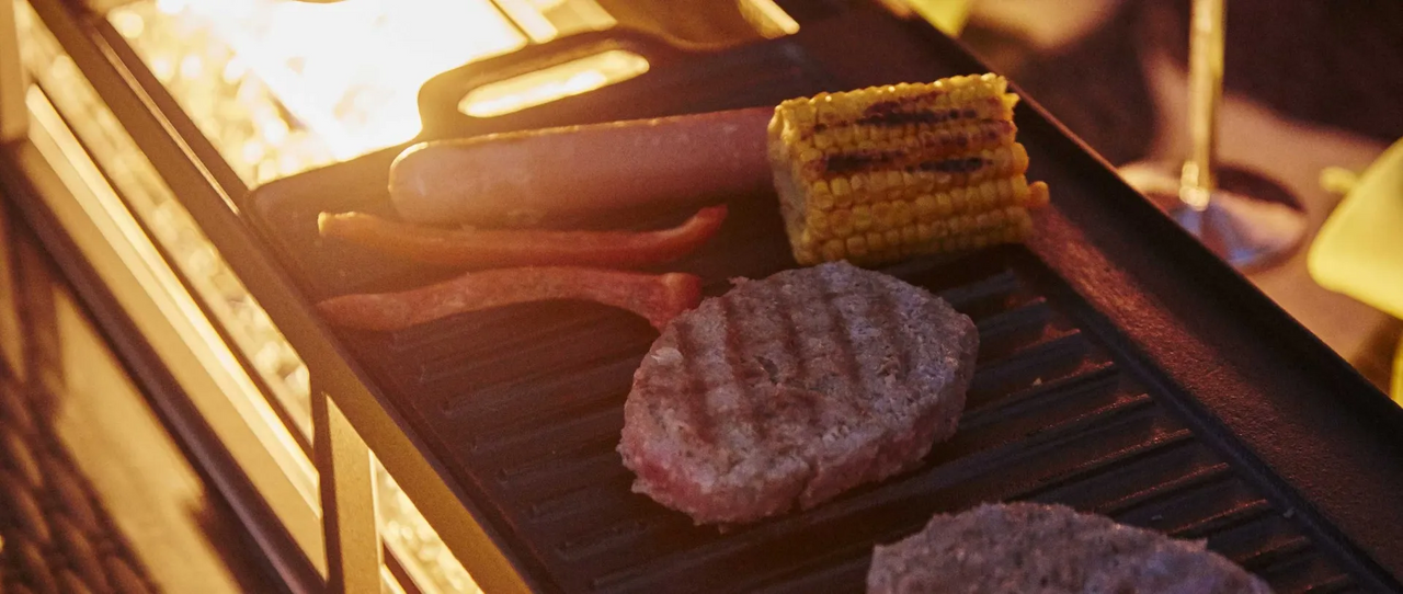 Direkt Wicker Två BBQ Tallrikar För Gas Eld Rektangulär Bord