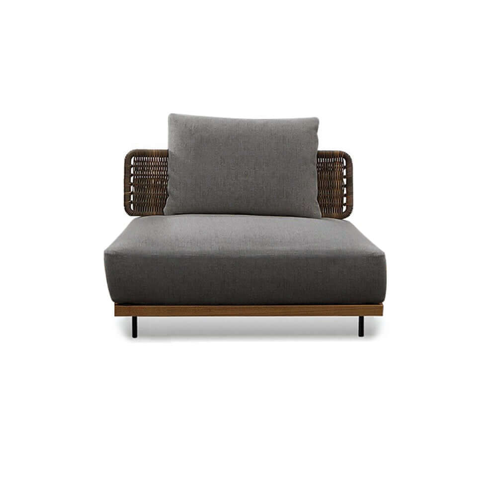 37,4 Tum Bred Modern Aluminium Och Rattan Utesoffa Med Kudde