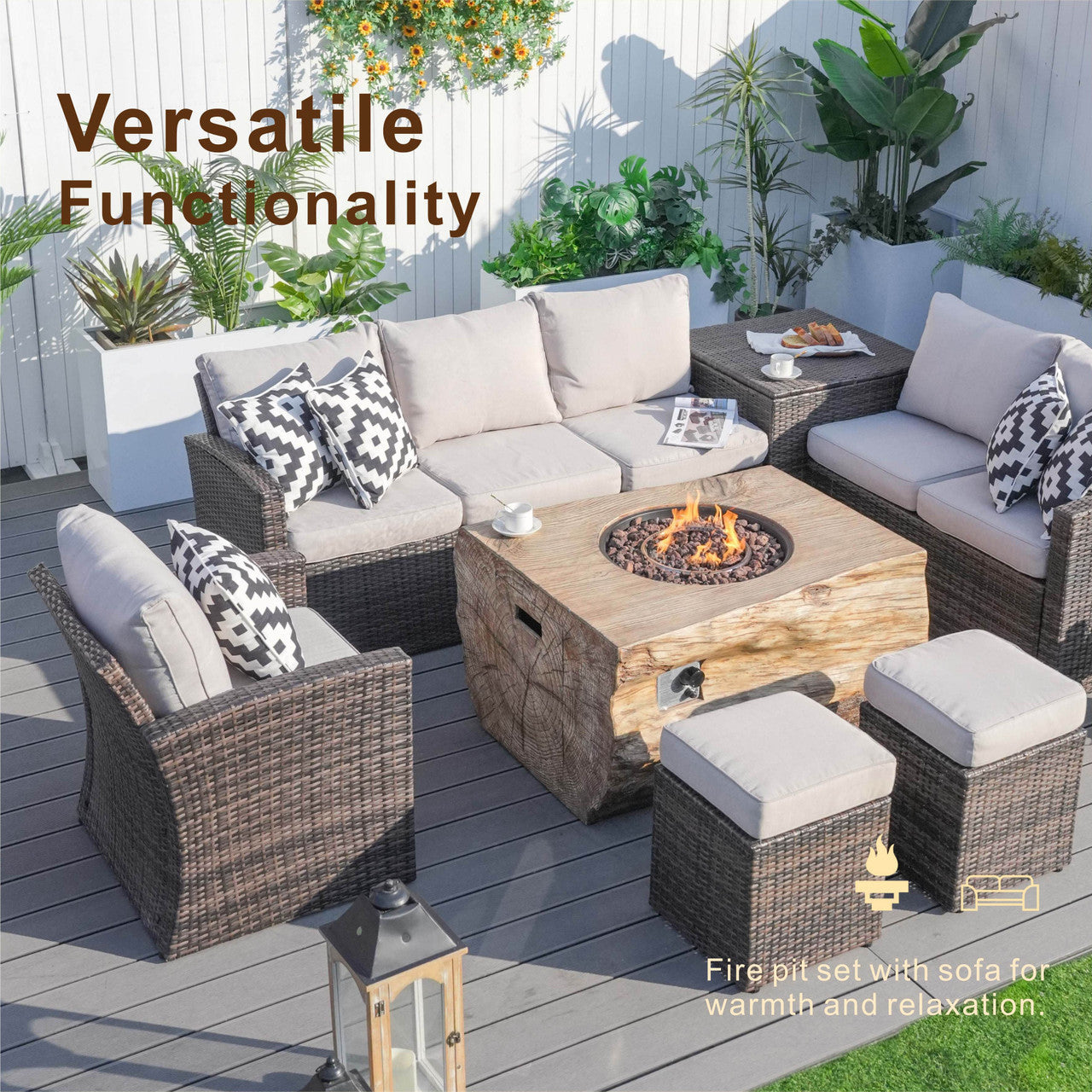Direct Wicker Elegant Ute Soffgrupp Med Eldstad Bord