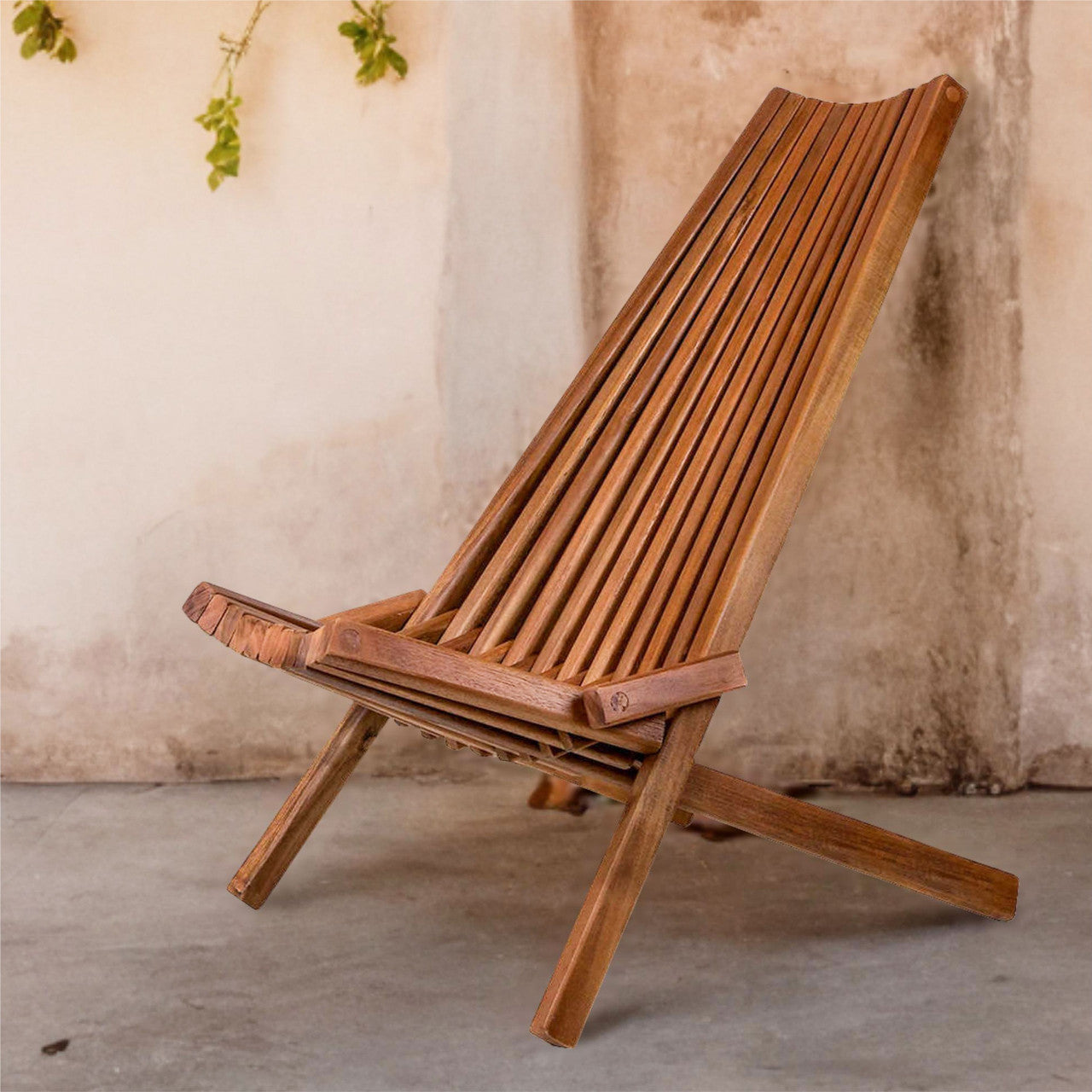 Direct Wicker Acacia folding chair Portable outdoor lounge chair