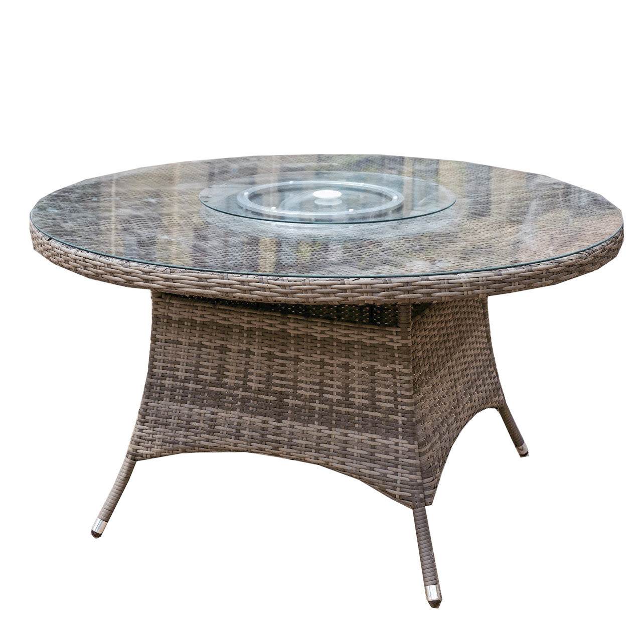 6-Sits Rund Utomhusmatbord med Glasbricka (PAD-1711-Table)