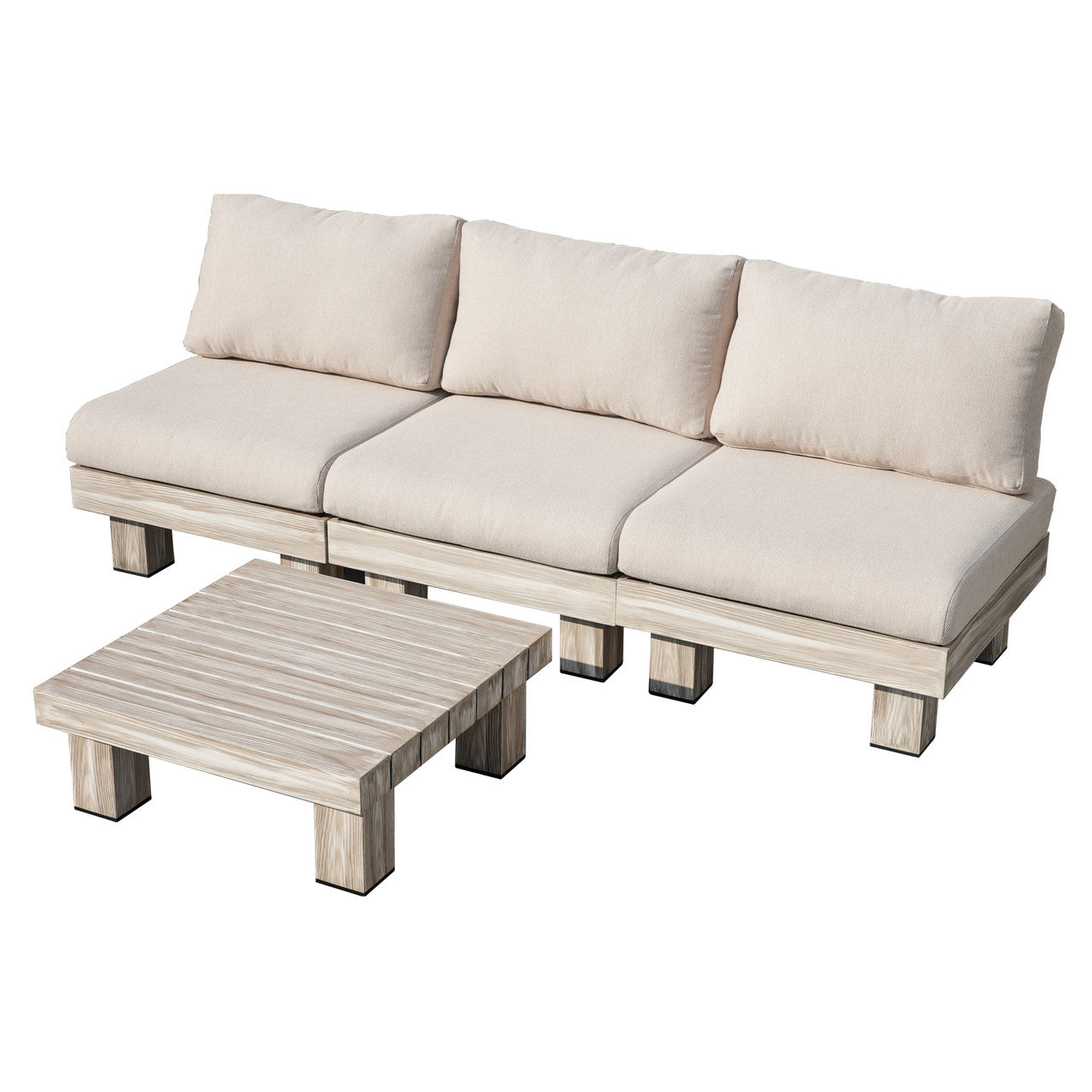Direct Wicker Tre personer armfri aluminiumsoffgrupp inomhus och utomhus