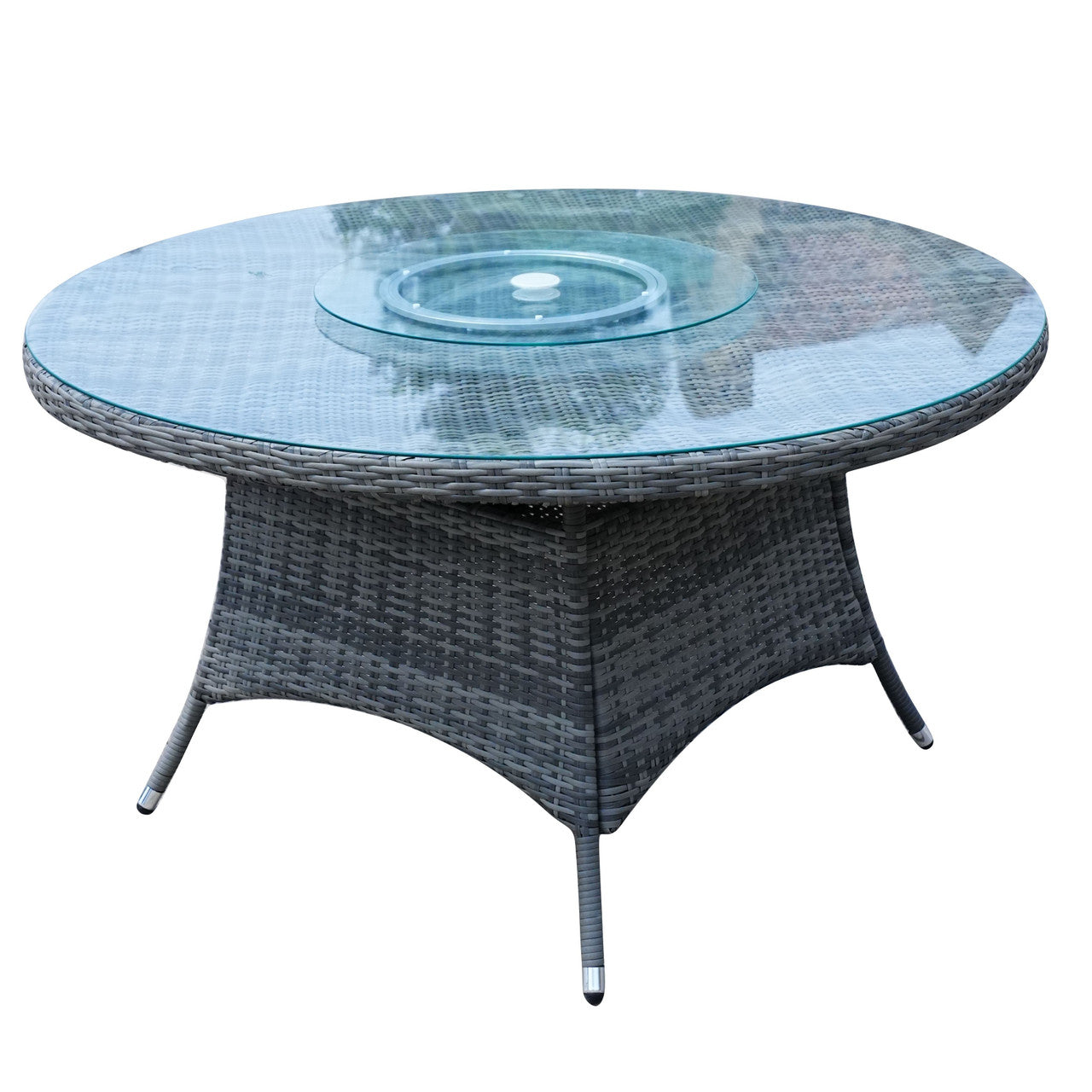 6-Sits Rund Utomhusmatbord med Glasbricka (PAD-1711-Table)