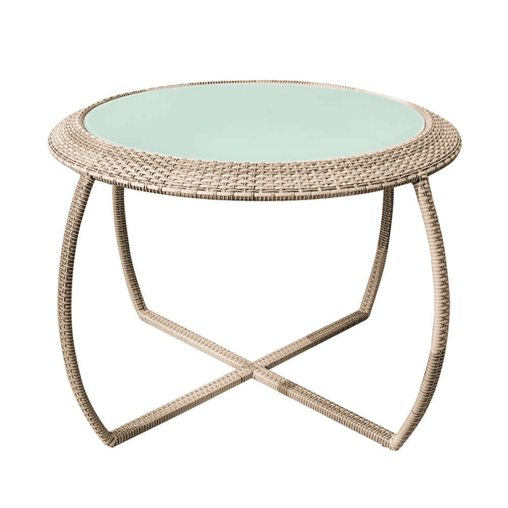 5 Delars Farmhouse Rattan Utomhus Matgrupp med Glasbord Grå