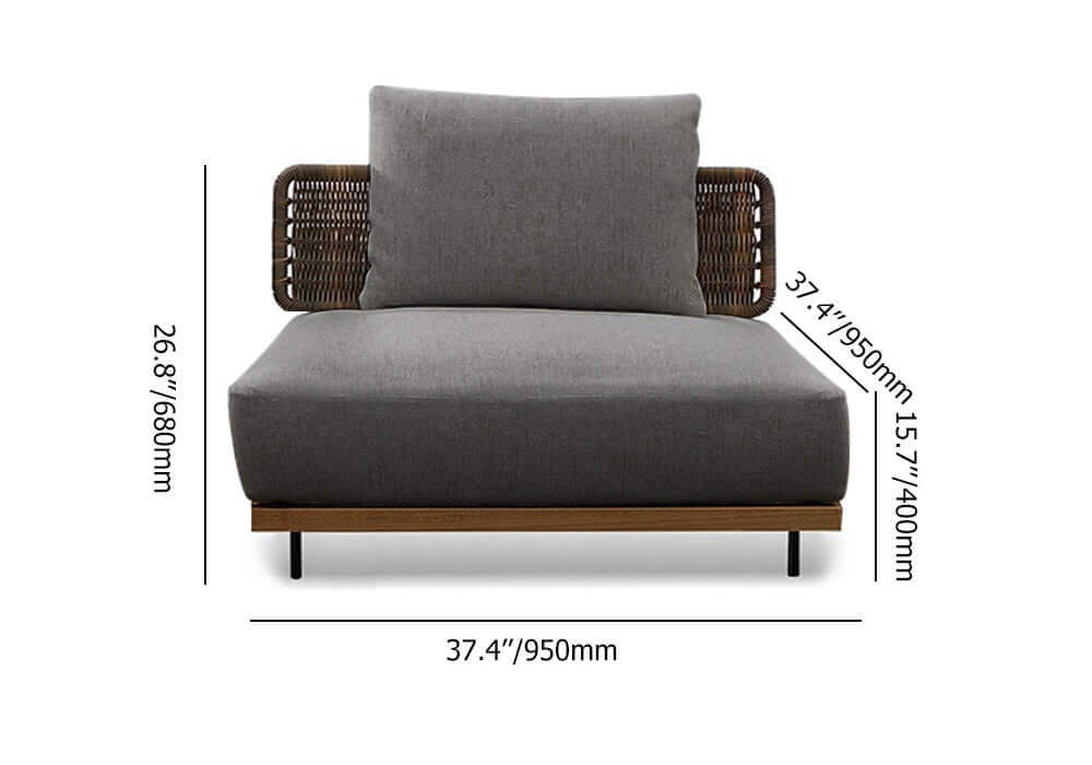 37,4 Tum Bred Modern Aluminium Och Rattan Utesoffa Med Kudde