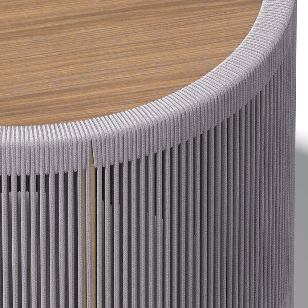 Utomhus Loungegrupp Med Runt Soffbord I Teak Och Repstol