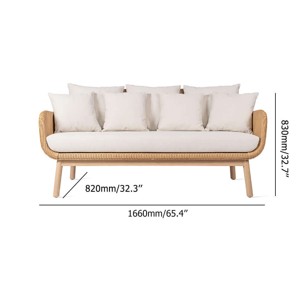 Naturlig Stil Khaki Rep Vävd 3-Sits Utomhussoffa Med Kudde