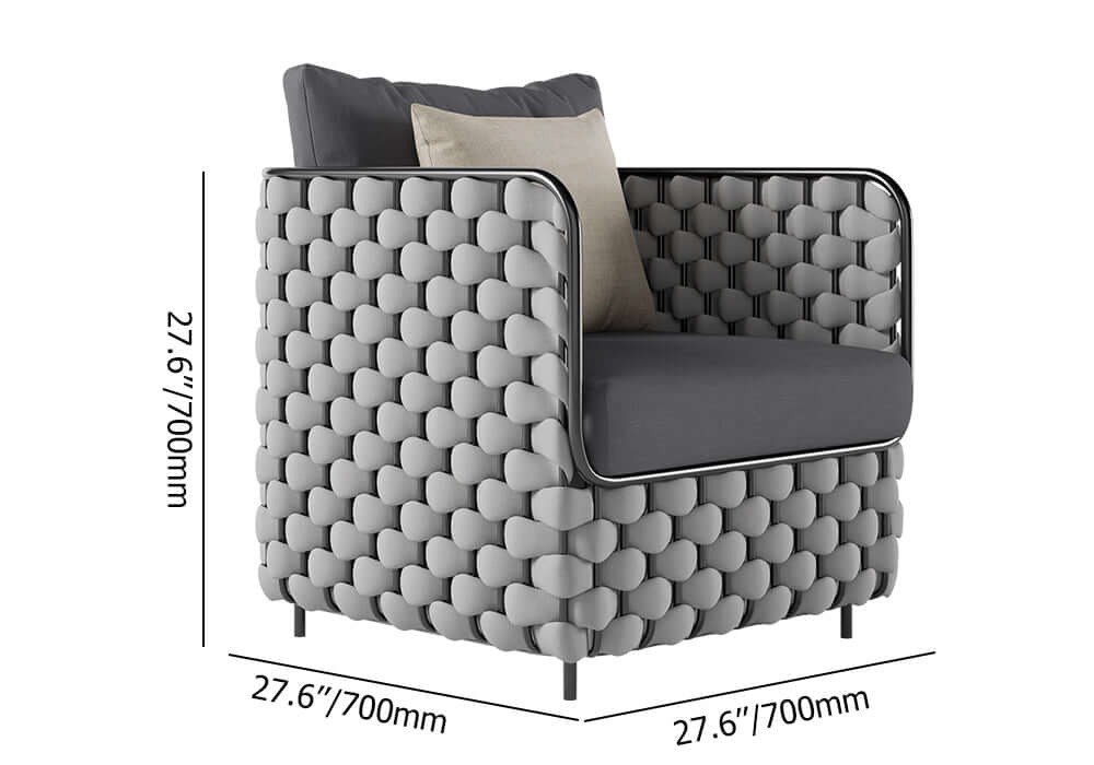 27.6 Tum Bred Modern Aluminium Och Rep Utomhussoffa Grå