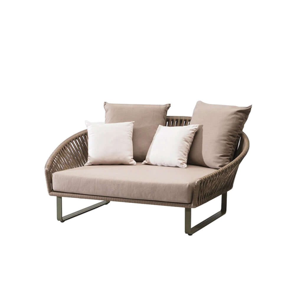 63 Tum Rattan Ute Dagbädd Med Khaki Kudde Aluminium Ram