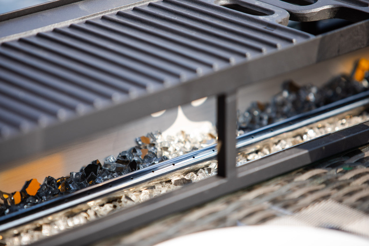 Direkt Wicker Två BBQ Tallrikar För Gas Eld Rektangulär Bord