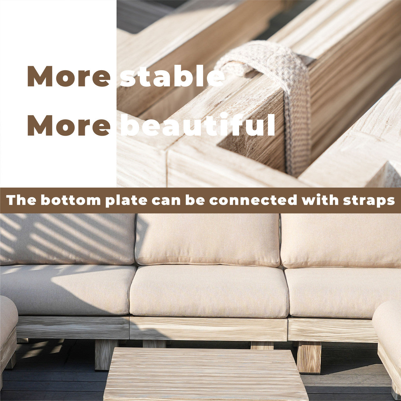 Direkt Wicker Minimalist Armlös Modulsoffa och Kafébord Set