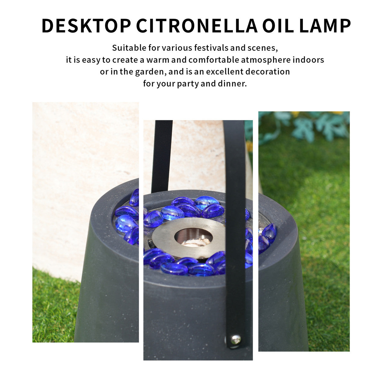Bärbar Bordstablett Citronellolja Lampa Med Glaspärldekor