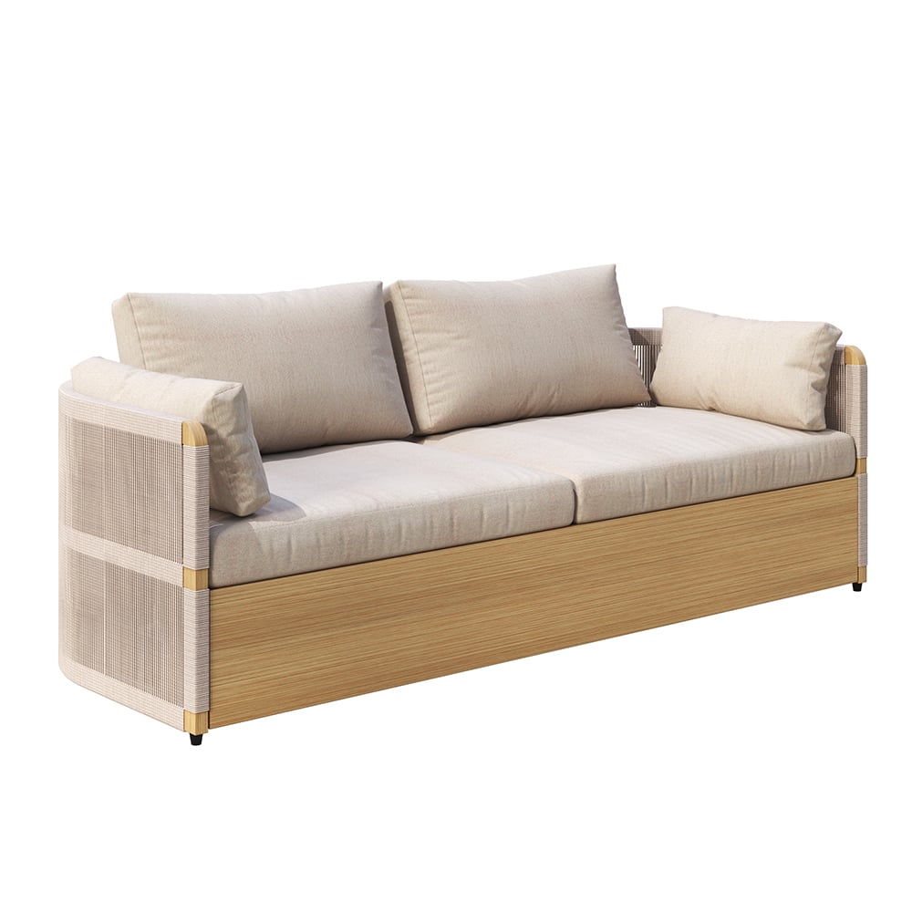 4 Delar Modern Aluminium & Rep Utomhus Svängsoffa Set Khaki