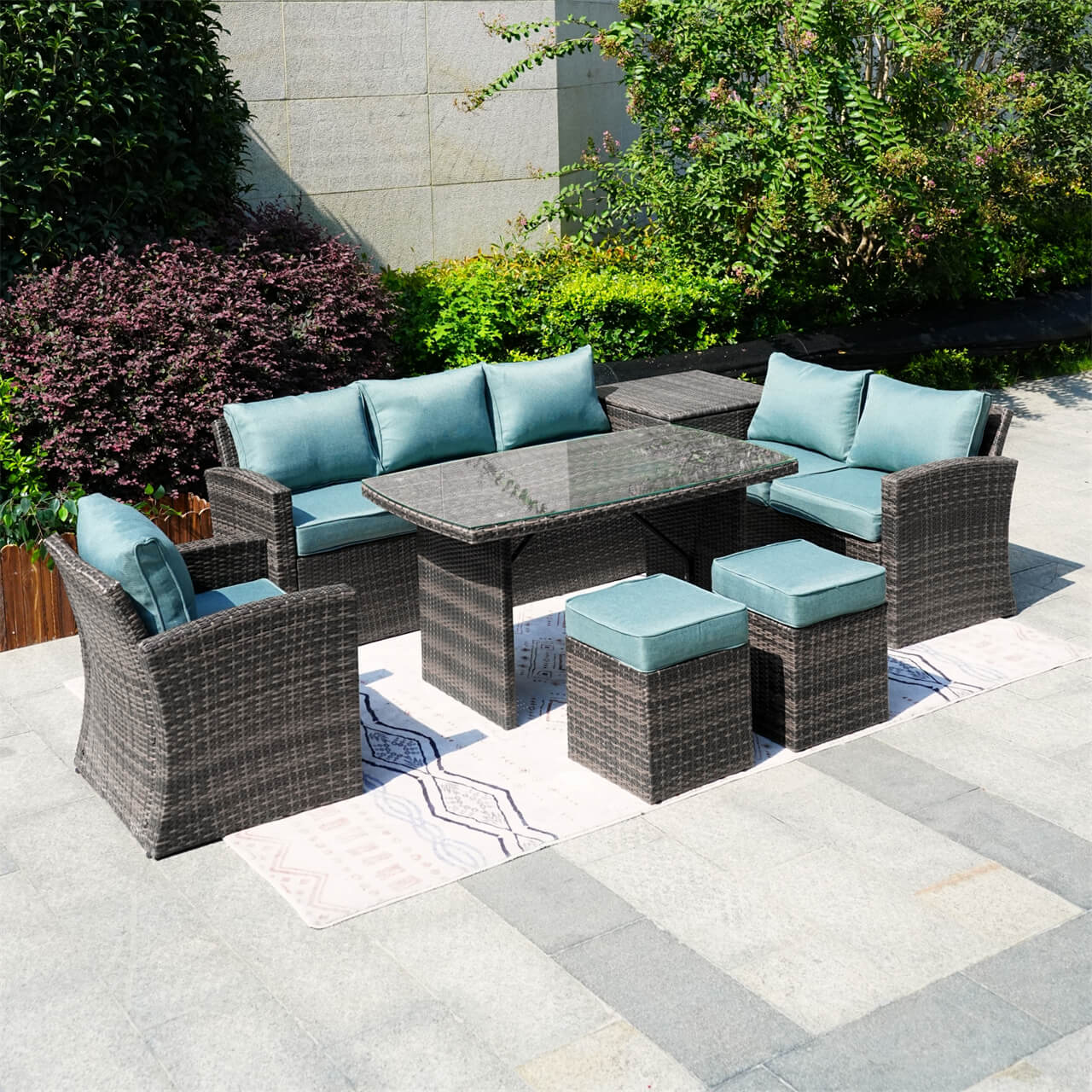 Santiago 7-Pieces Ute Konversationsset (PAS-1403B) För Utomhusbruk