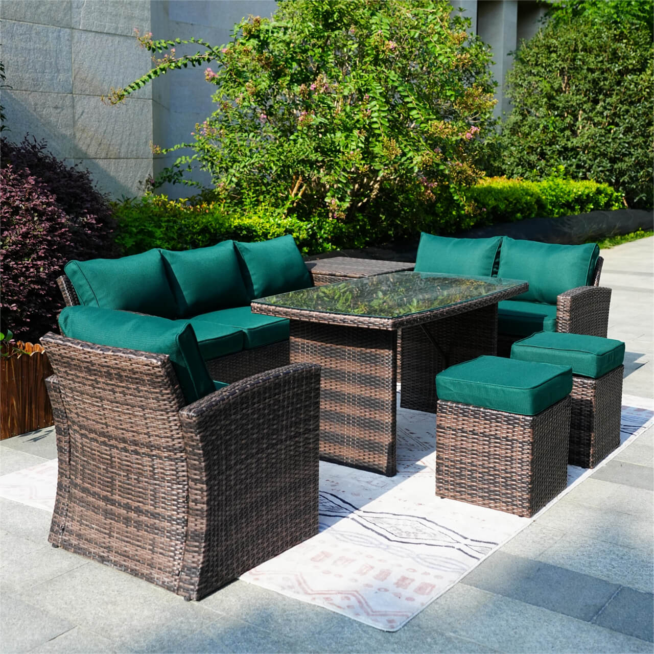 Santiago 7-Pieces Ute Konversationsset (PAS-1403B) För Utomhusbruk