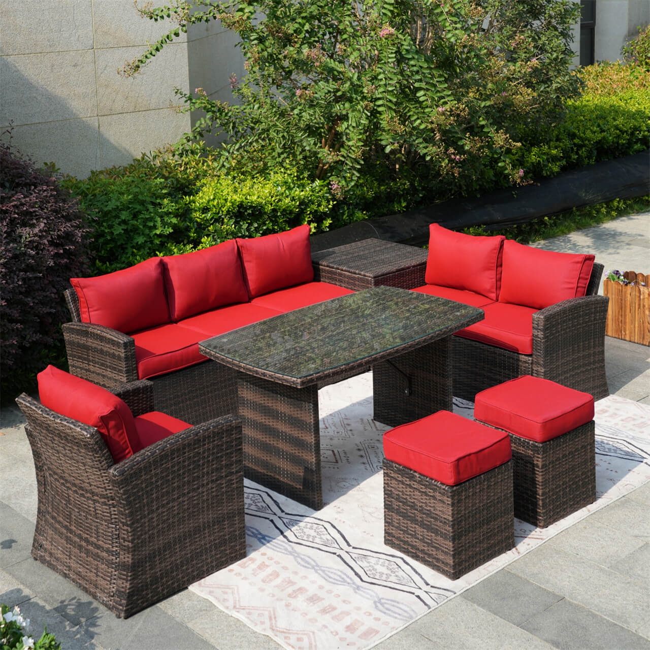 Santiago 7-Pieces Ute Konversationsset (PAS-1403B) För Utomhusbruk