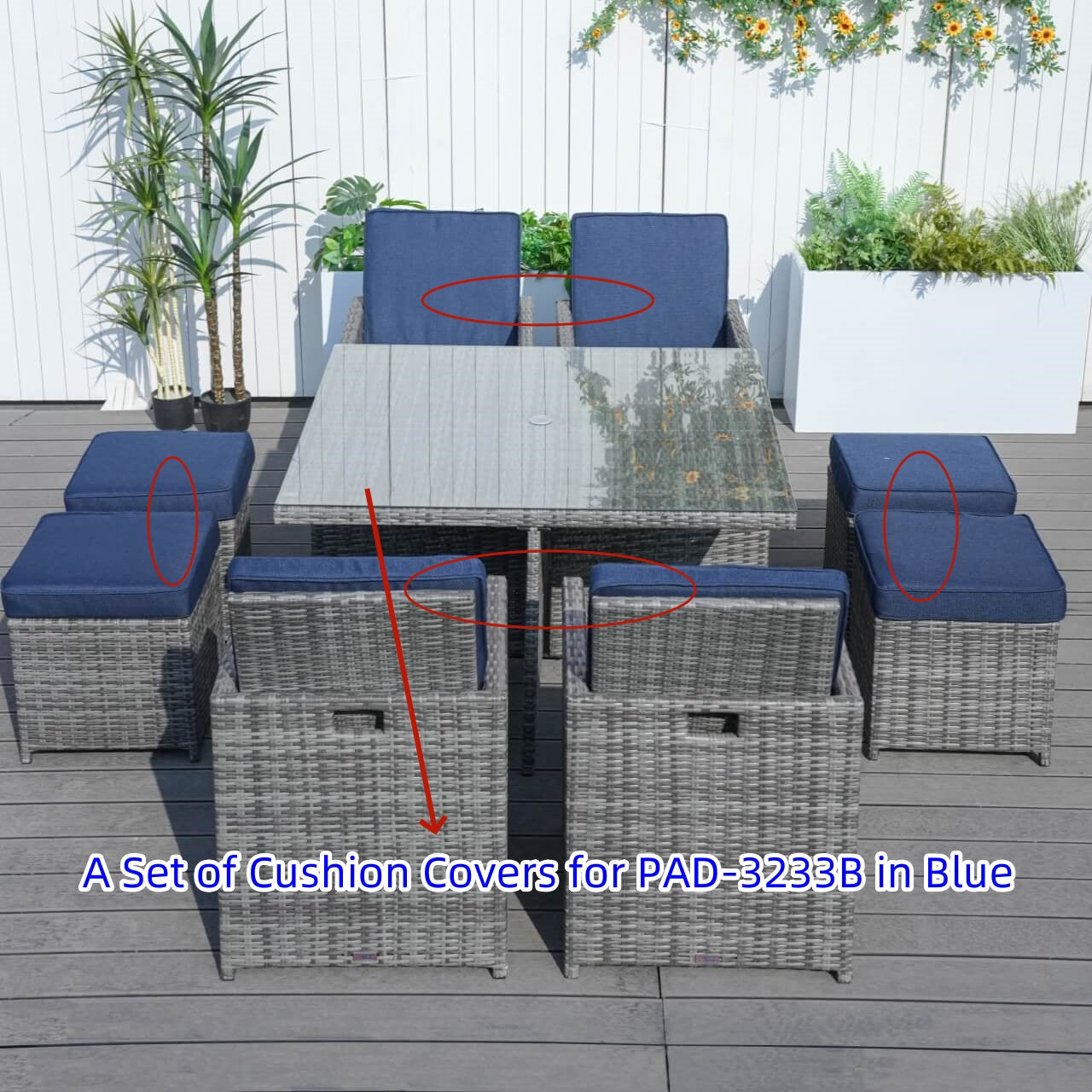 Direkt Wicker Kuddöverdrag För Patioset PAD-3233B-Cover