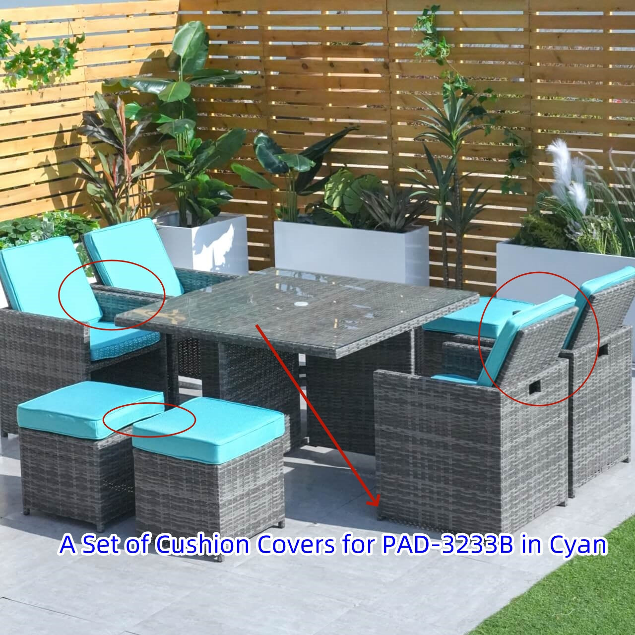 Direkt Wicker Kuddöverdrag För Patioset PAD-3233B-Cover