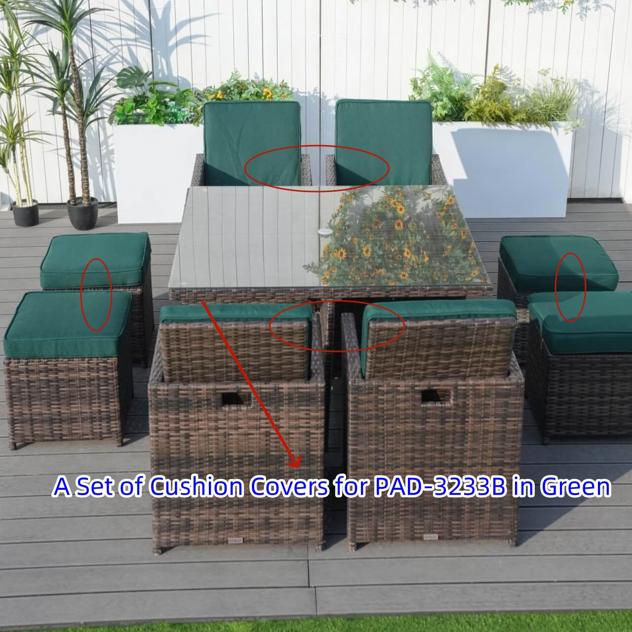 Direkt Wicker Kuddöverdrag För Patioset PAD-3233B-Cover