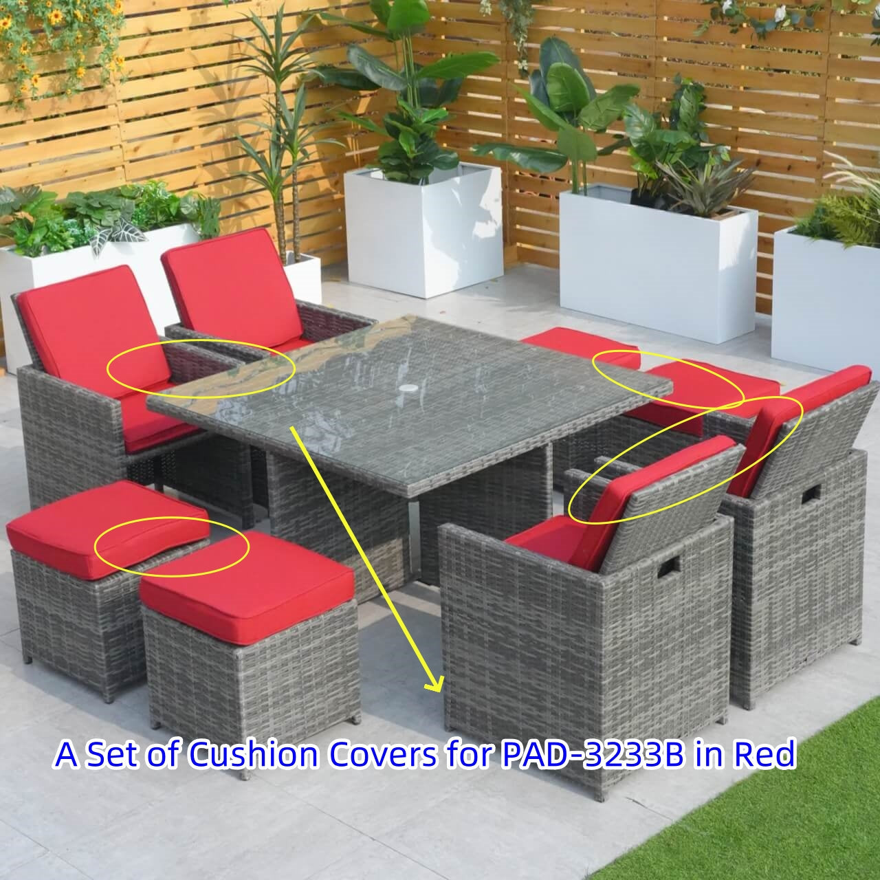 Direkt Wicker Kuddöverdrag För Patioset PAD-3233B-Cover