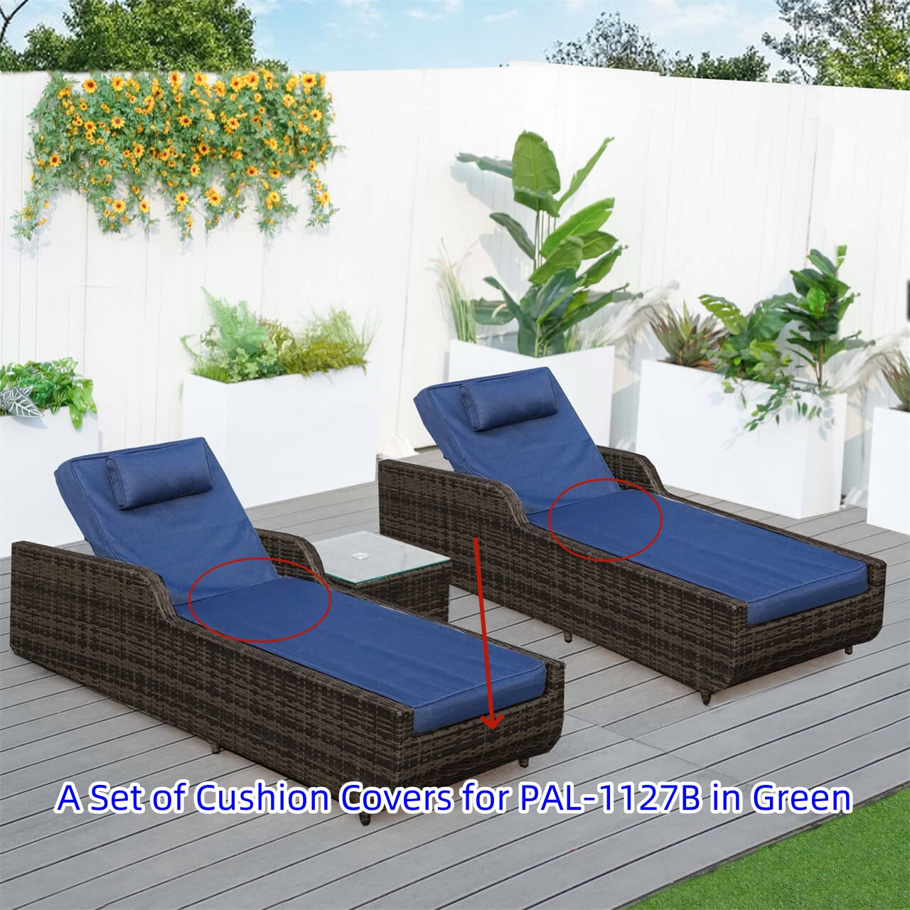 Direkta Wicker Kuddöverdrag För Utomhus Chaise Lounge PAL-1127B