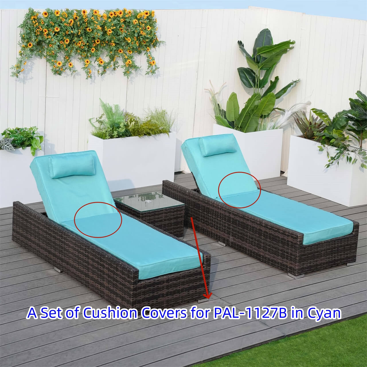 Direkta Wicker Kuddöverdrag För Utomhus Chaise Lounge PAL-1127B