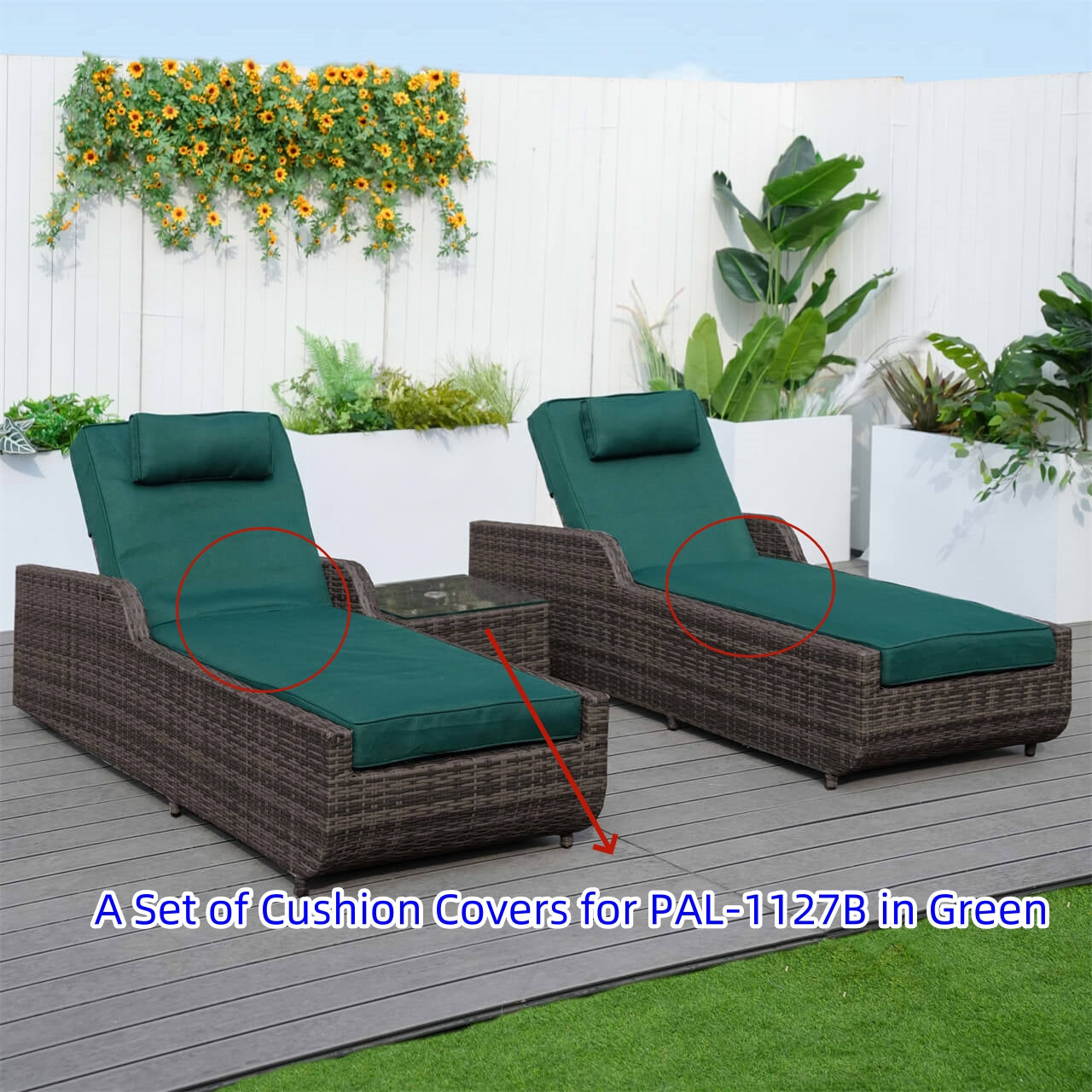 Direkta Wicker Kuddöverdrag För Utomhus Chaise Lounge PAL-1127B