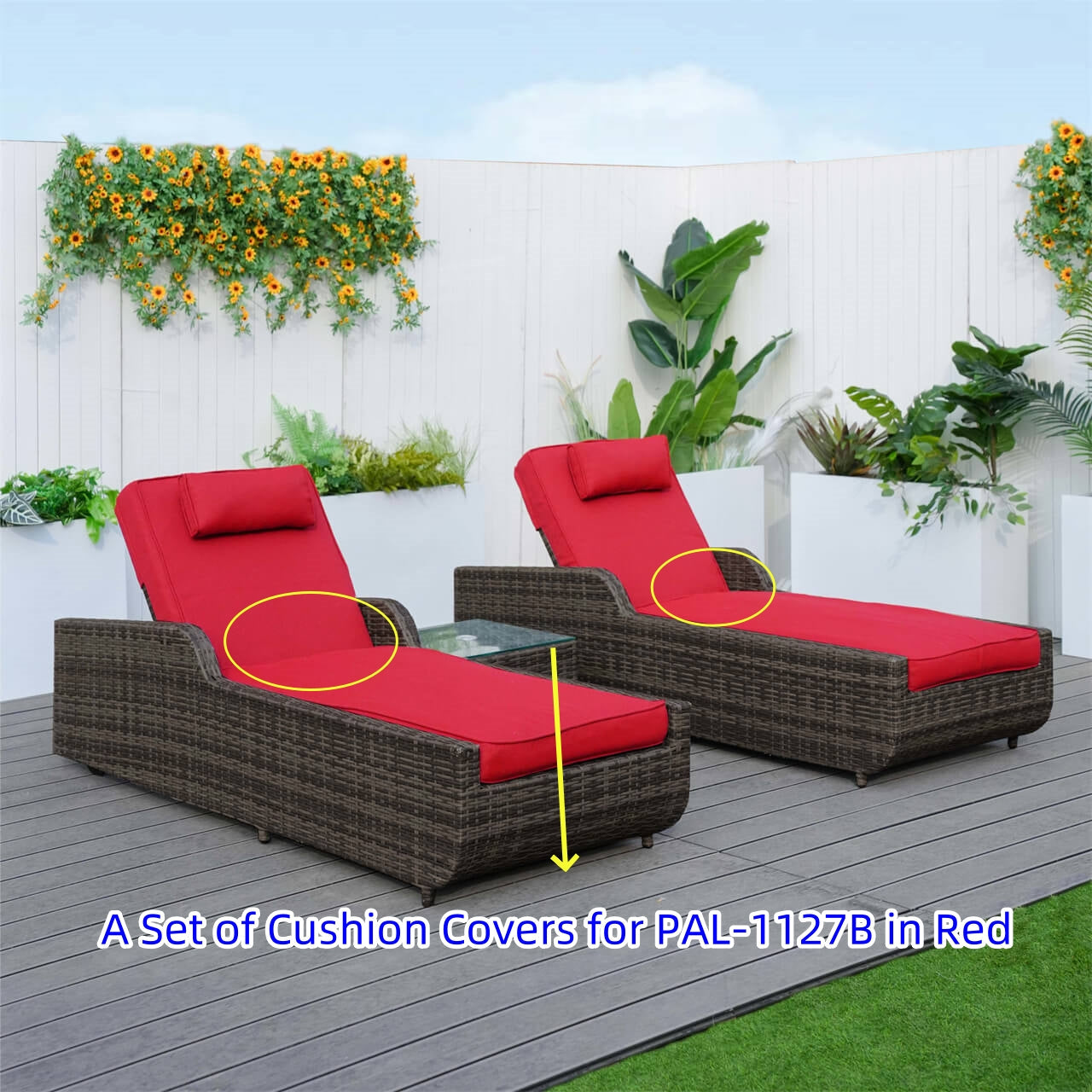 Direkta Wicker Kuddöverdrag För Utomhus Chaise Lounge PAL-1127B