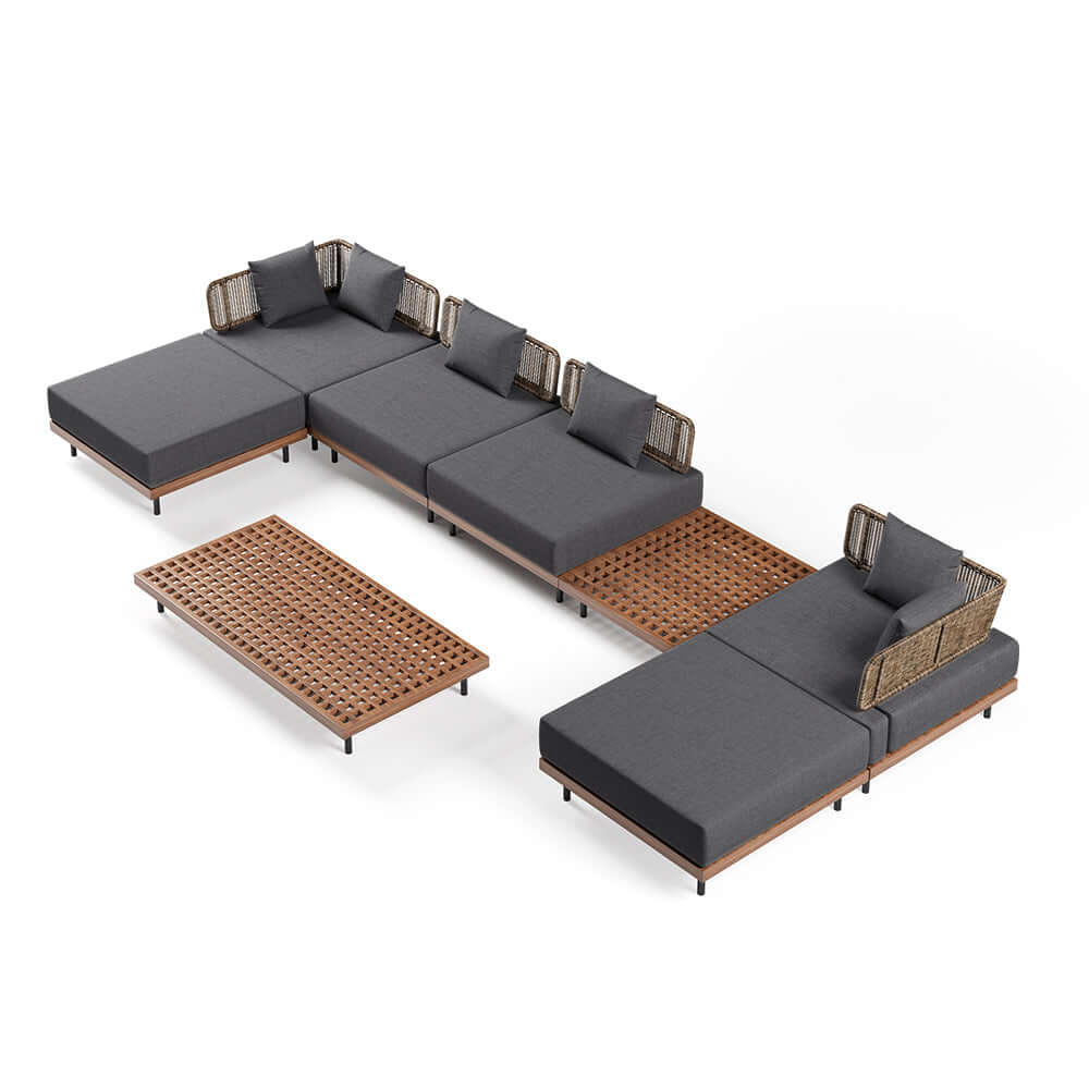 37,4 Tum Bred Modern Aluminium Och Rattan Utesoffa Med Kudde