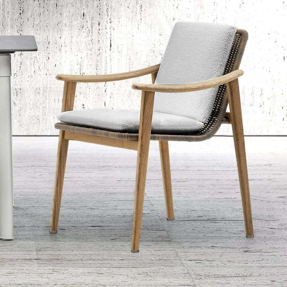 7 Delars Utomhus Terrass Matgrupp Med Teakträd Bord Och Stolar
