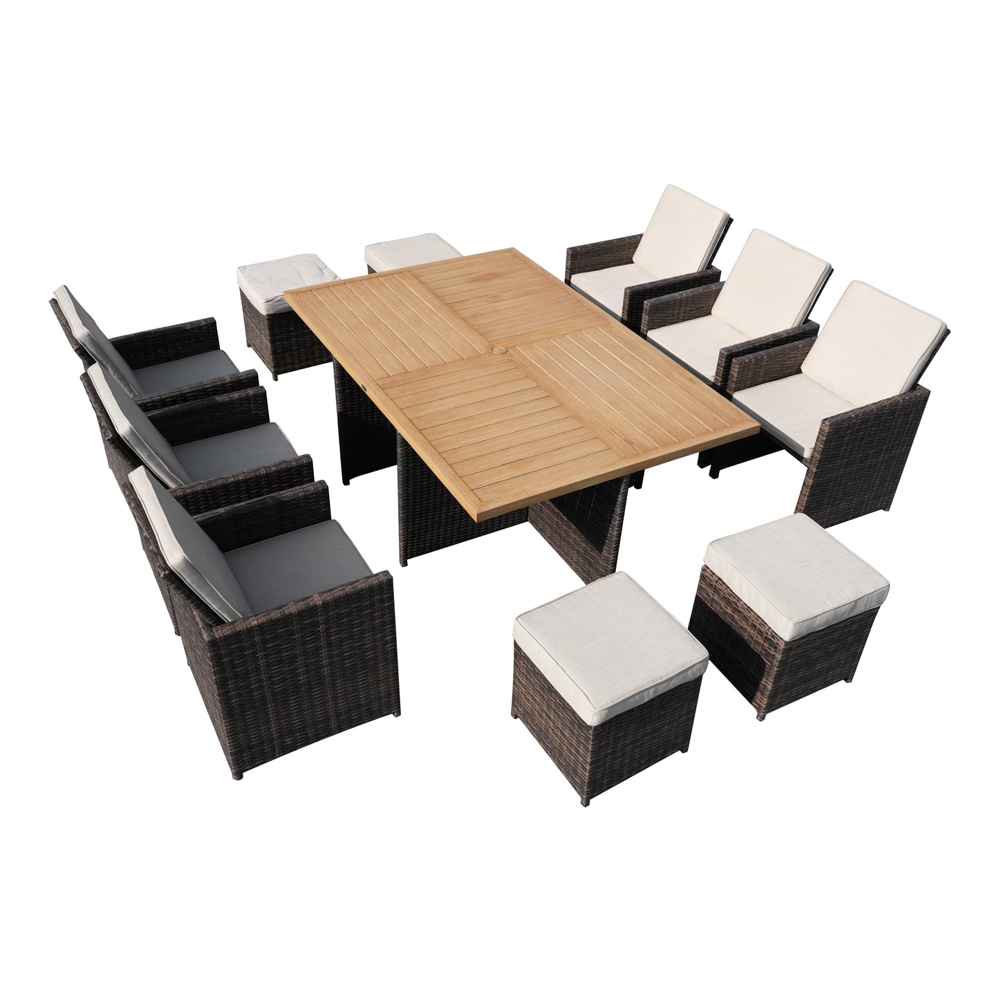 Hampton 6-Sätters Utemöbelset - Rektangulärt Matbord Set