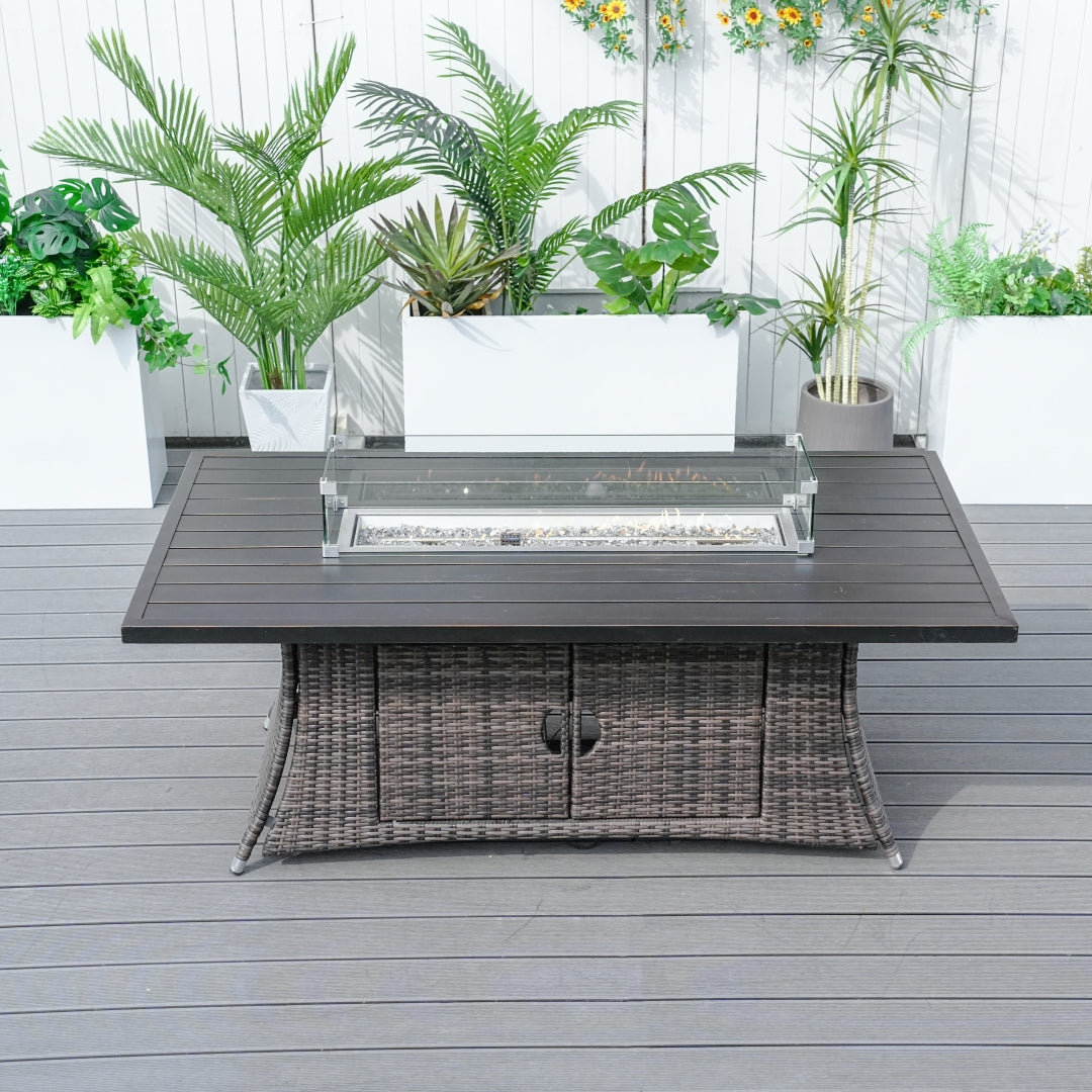 Direkt Wicker Högkvalitativ Aluminium Rörborste Bord med Rattan Eldstad Bord