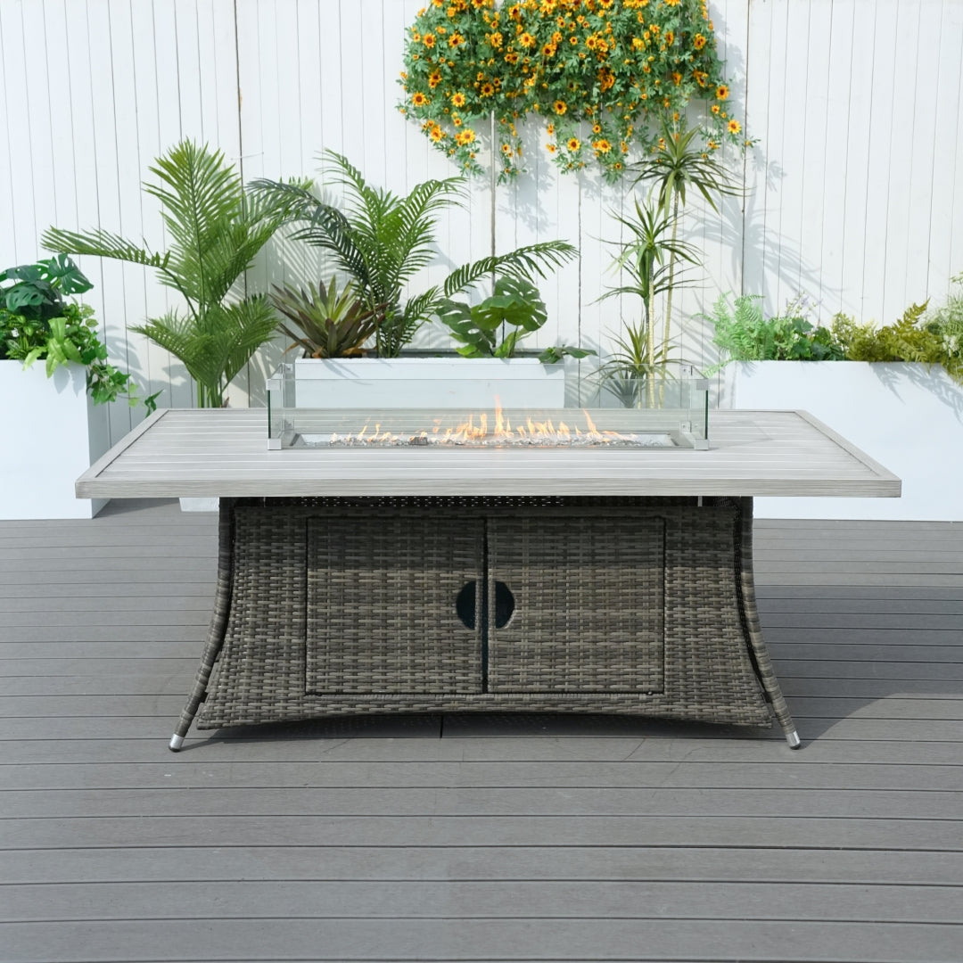 Direkt Wicker Högkvalitativ Aluminium Rörborste Bord med Rattan Eldstad Bord