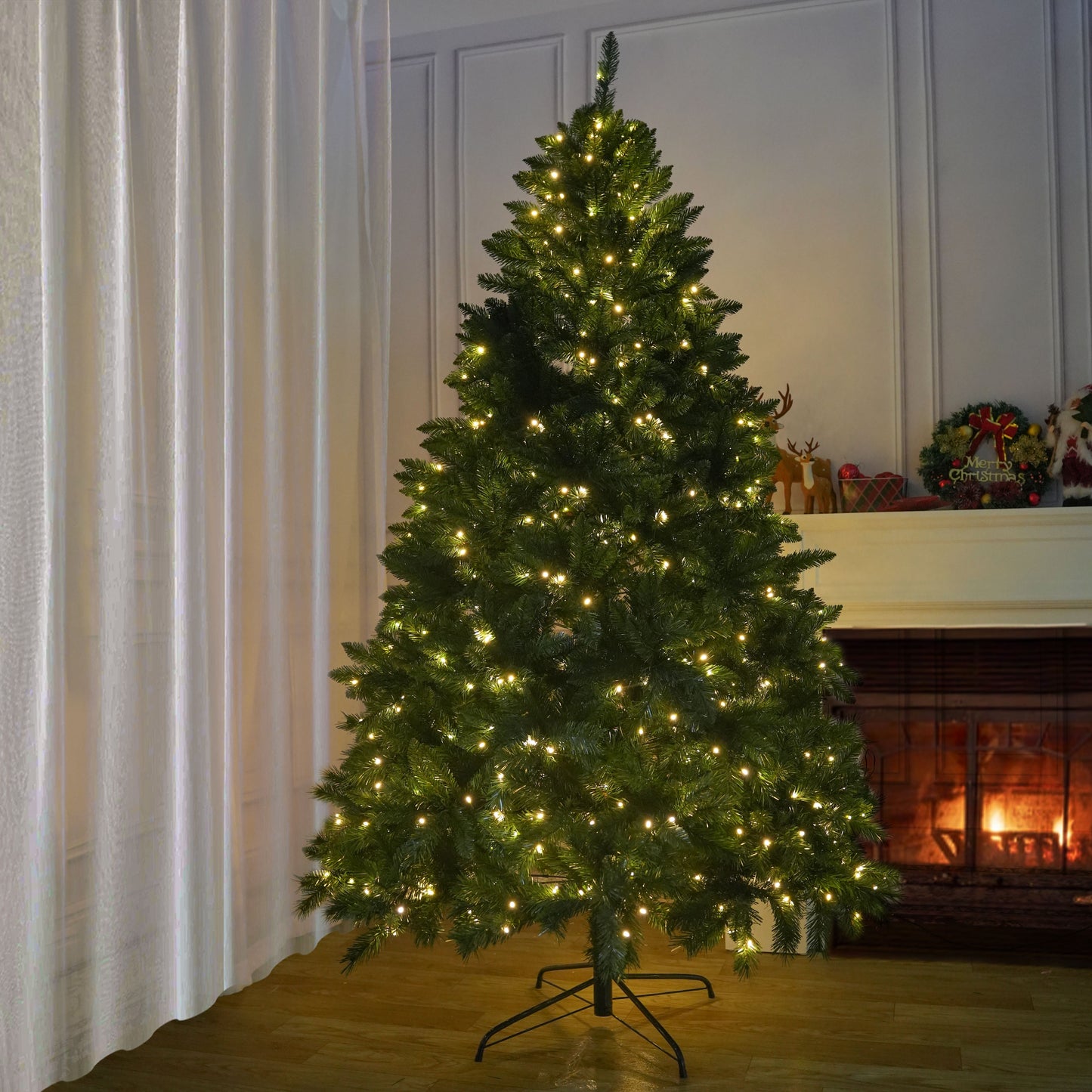 Högkvalitativ Konstgjord Snöbelagd Julgran 5/6/7 ft LED Ljus