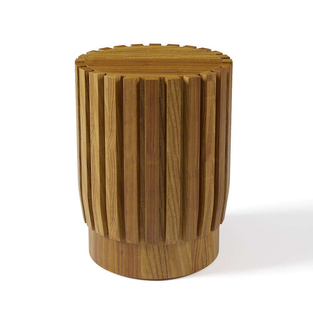 2 Delar Modern Rund & Rektangulär Teakträ Utomhus Kaffebord Set i Naturlig
