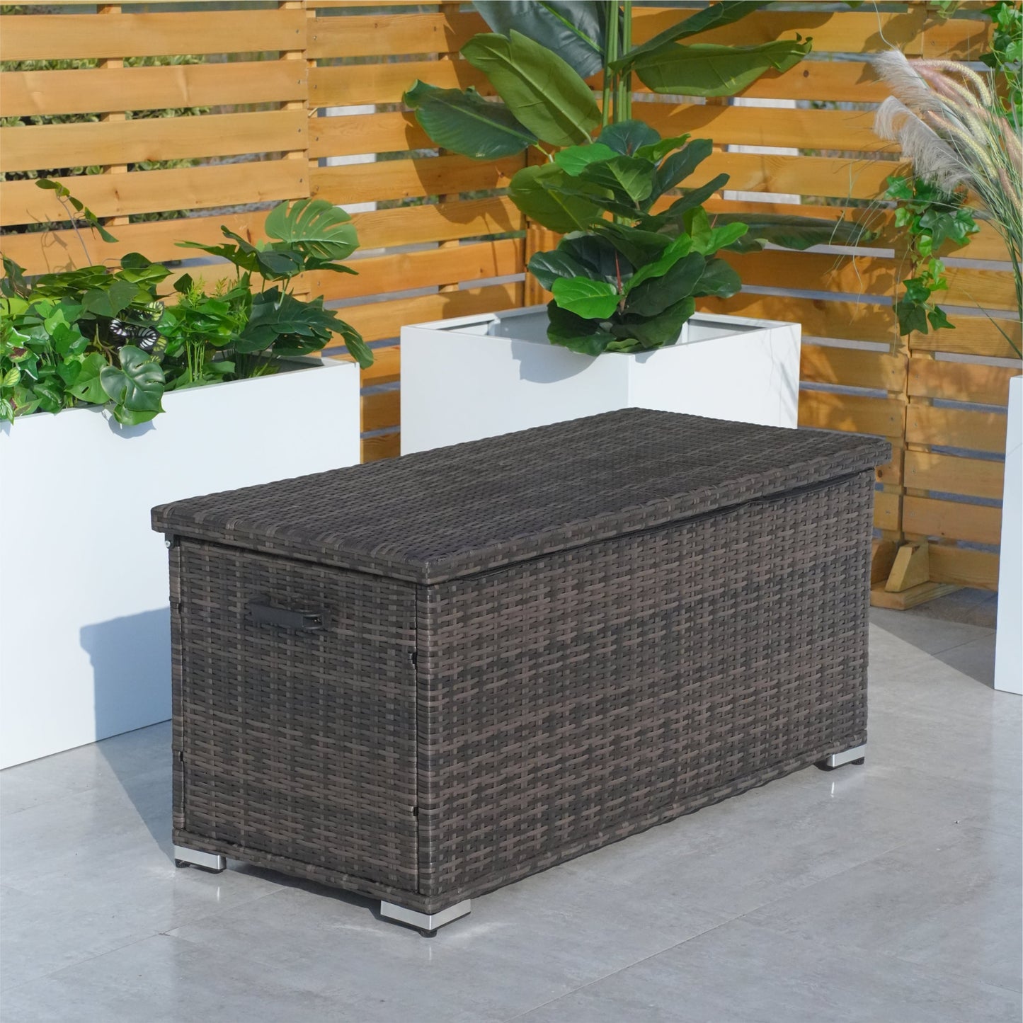 Direct Wicker Sturdy Iron-Framed Wicker Förvaringslåda Brown