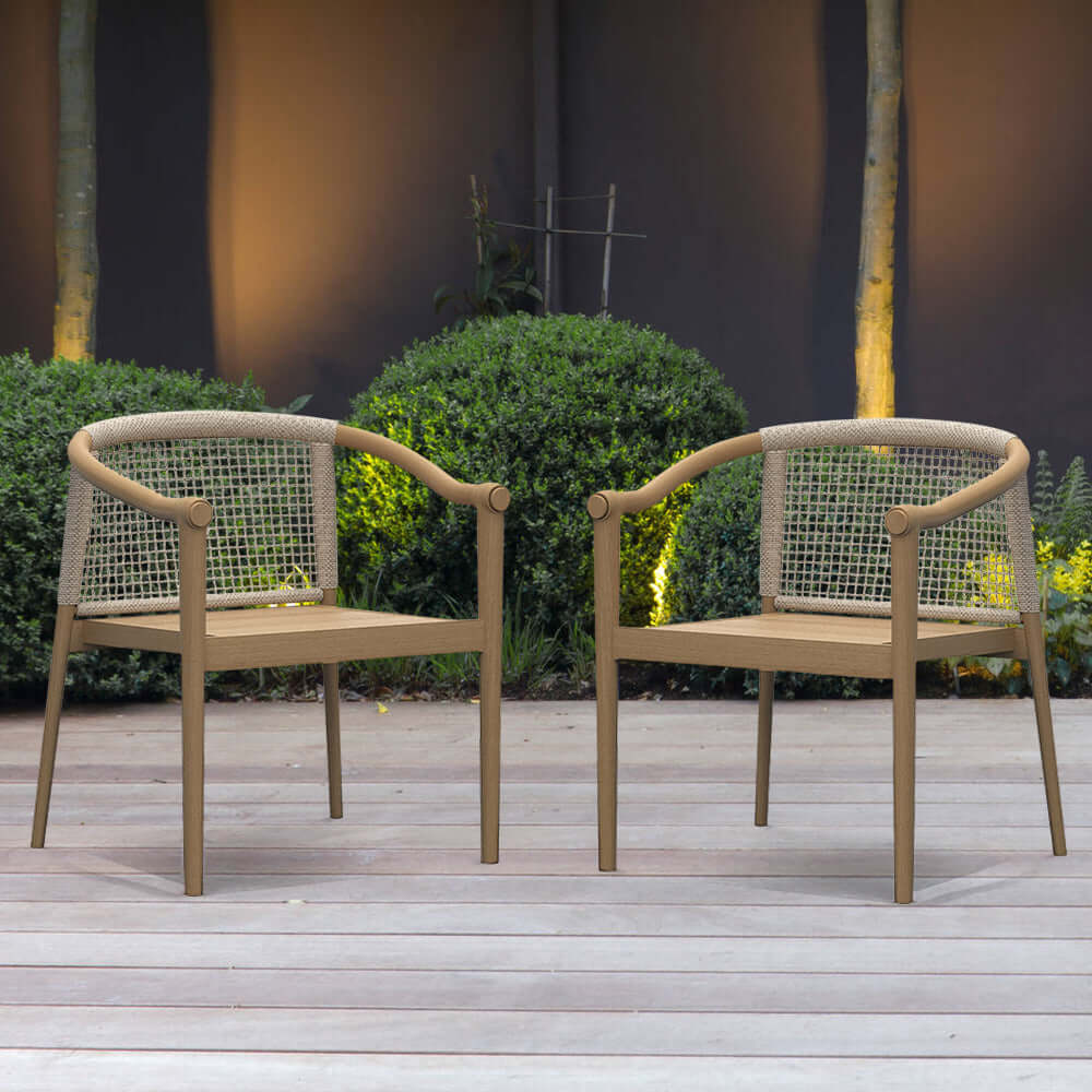 2 Bitars Modern Teakträ Utomhus Patiosittgrupp Natur Beige