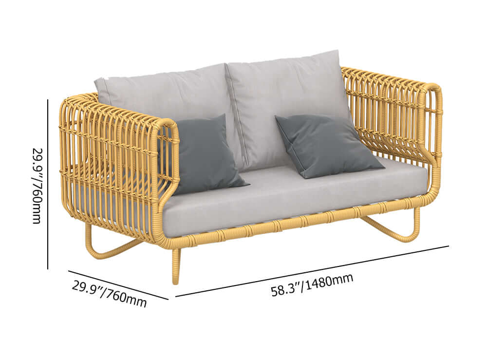 4 Delar Utomhus Loungegrupp i Rotting Med Soffbord och Kuddar