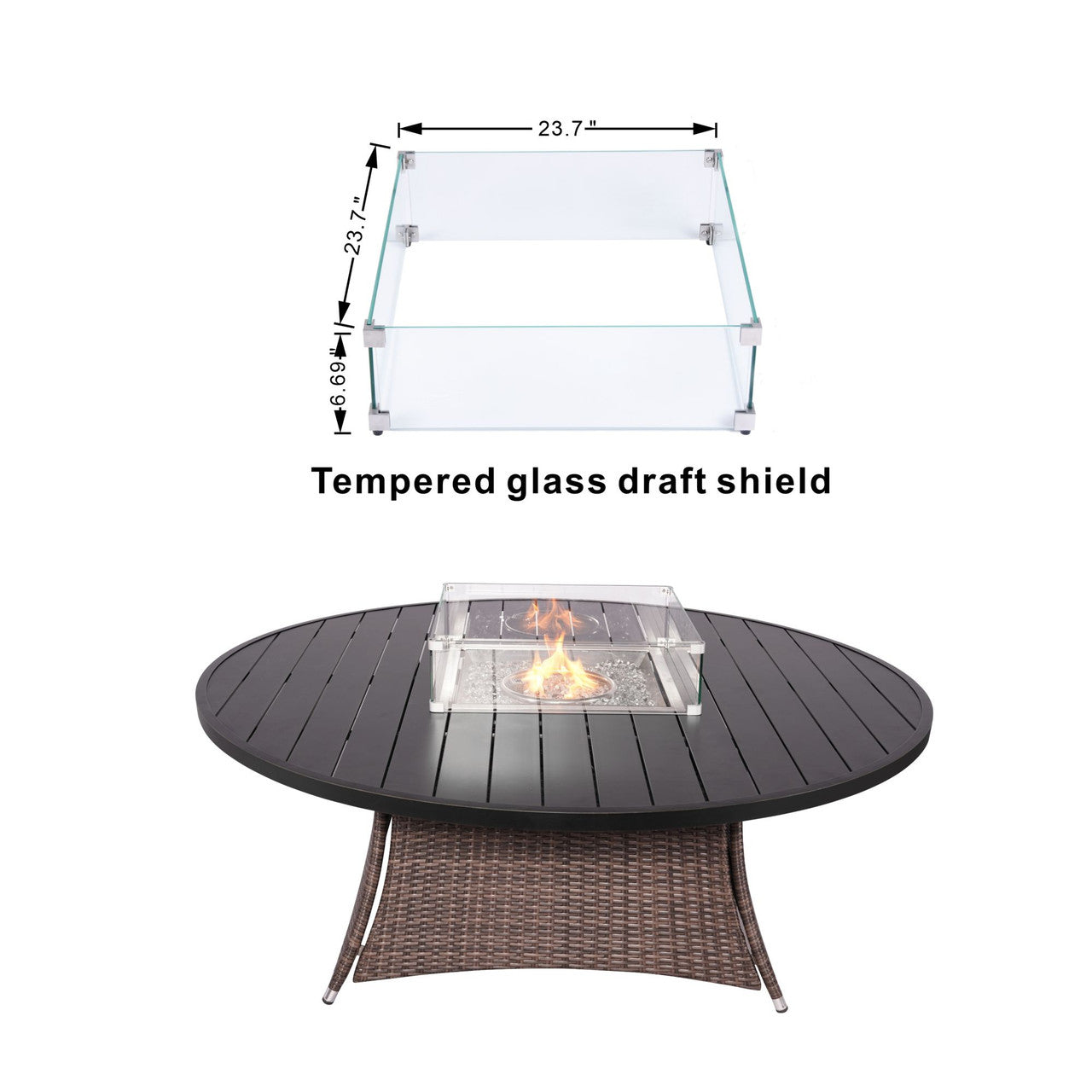 Direct Wicker 8 Seats Round Fire Pit Table with Aluminum Top | Direct Wicker